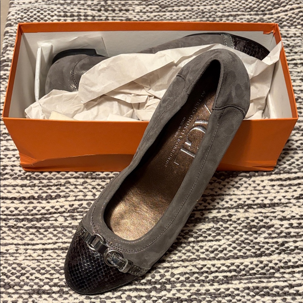 AGL Gray and Black Loafers with Buckle Detail